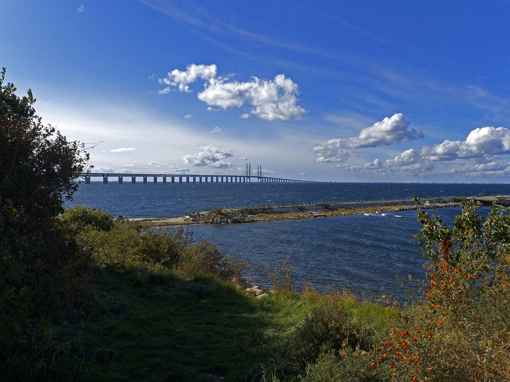 Die Öresund Brücke. Blick von Malmö, Schweden aus.